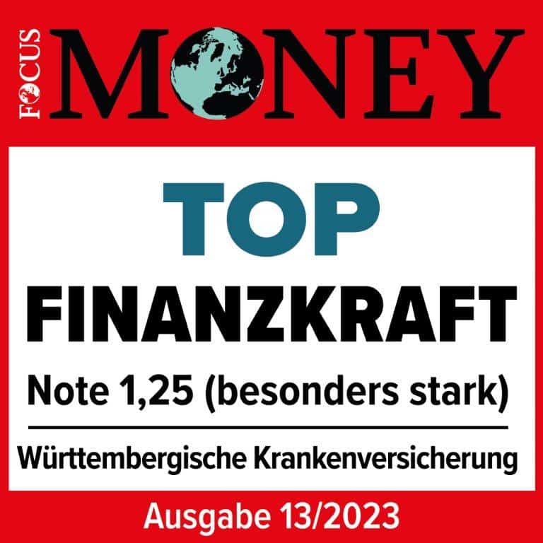 Krankenversicherung-Württembergische Versicherung Top-Finanzkraft Rating Focus Money Ausgabe 13 2023